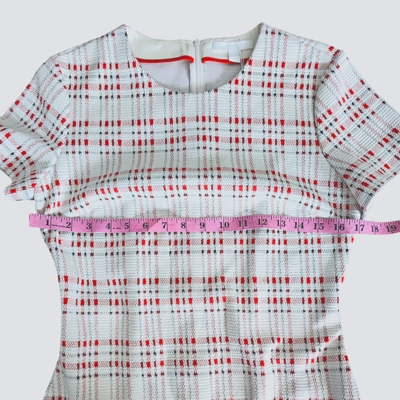 Boss by Hugo Boss Decka Dress Size 6 Plaid Sheath Round Neck Short Sleeve NWT - Picture 7 of 12